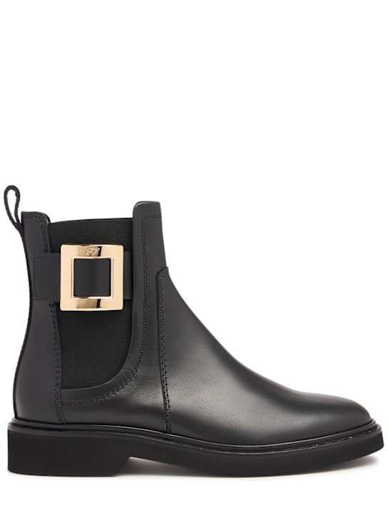 Roger Vivier: 25mm hohe Stiefeletten aus Leder „Viv Rangers“ - Schwarz - women_0 | Luisa Via Roma