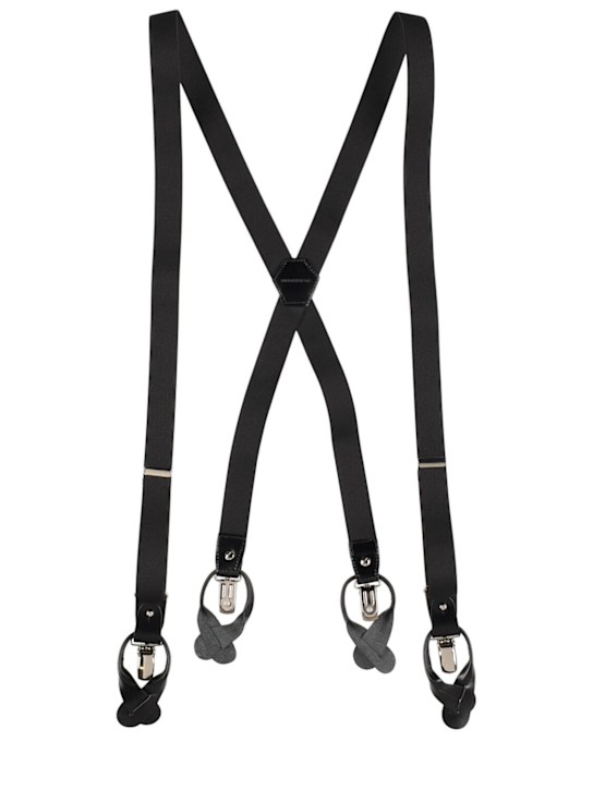 Ann Demeulemeester: Rakel leather & elastic suspenders - Black - men_0 | Luisa Via Roma