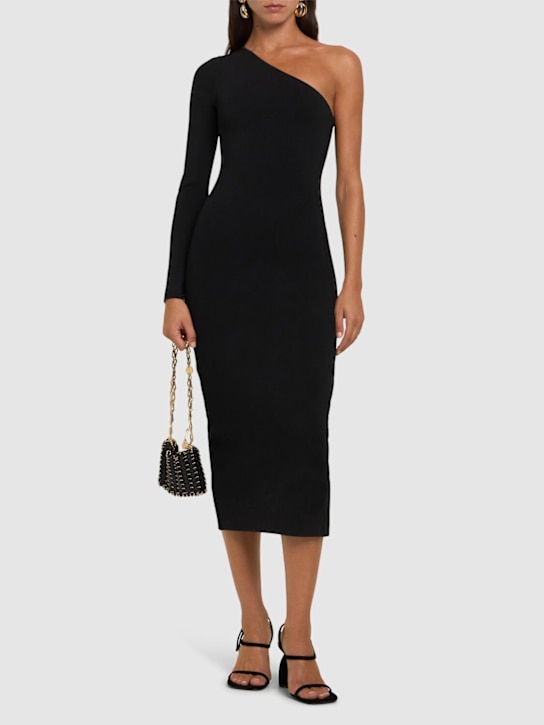 Victoria Beckham: Vestito monospalla midi in misto viscosa - Nero - women_1 | Luisa Via Roma
