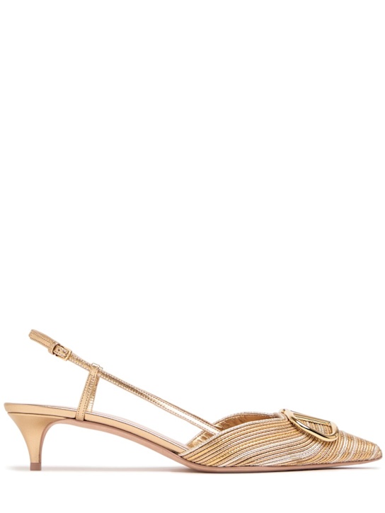 Valentino Garavani: Sandali Vlogo in cotone e pelle 40mm - women_0 | Luisa Via Roma