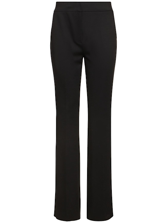 Max Mara: Yana pleated wool blend straight pants - women_0 | Luisa Via Roma