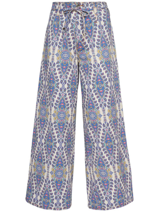 Etro: Printed denim wide jeans - women_0 | Luisa Via Roma