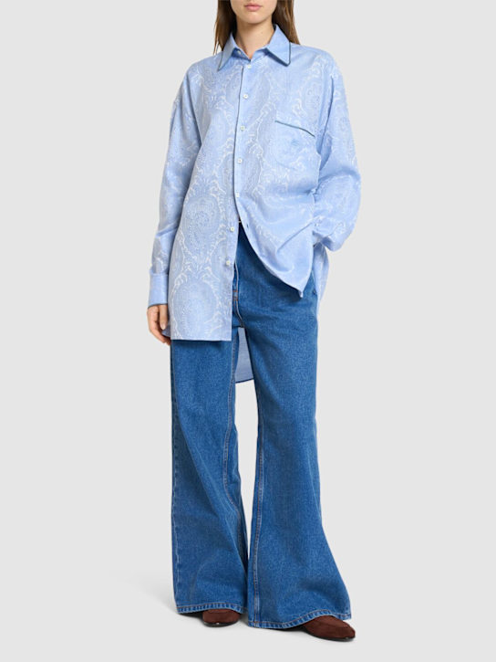 Etro: Camisa oversize de popelina con estampado - women_1 | Luisa Via Roma