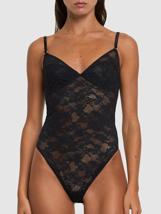 Fleur Du Mal: Le Stretch soft lace bodysuit - women_1 | Luisa Via Roma