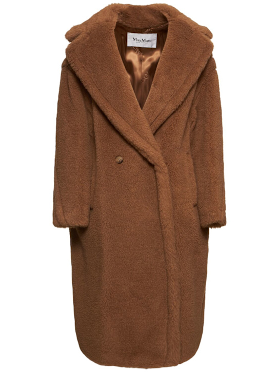 Max Mara: Teddy camelwool double breast long coat - women_0 | Luisa Via Roma