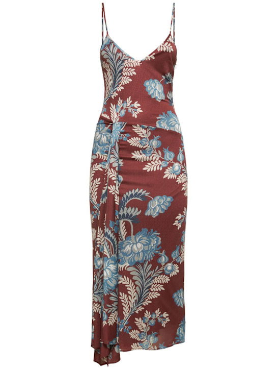 Etro: Draped printed viscose long dress - women_0 | Luisa Via Roma