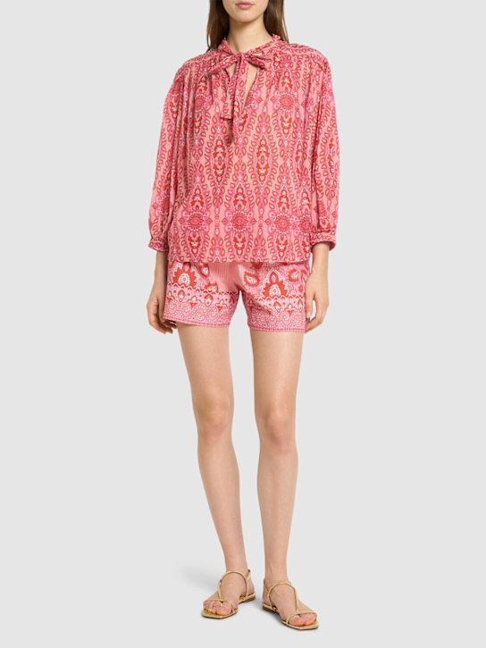 Printed cotton & silk shorts - Thumbnail 2