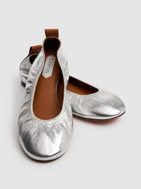 Lanvin: 5mm Laminated ballerina flats - Silver - women_1 | Luisa Via Roma