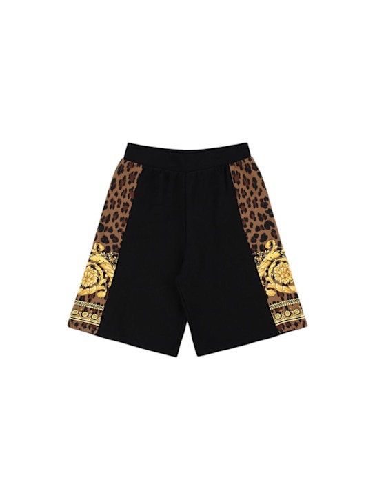 Versace: Barocco print cotton sweat shorts - kids-boys_0 | Luisa Via Roma