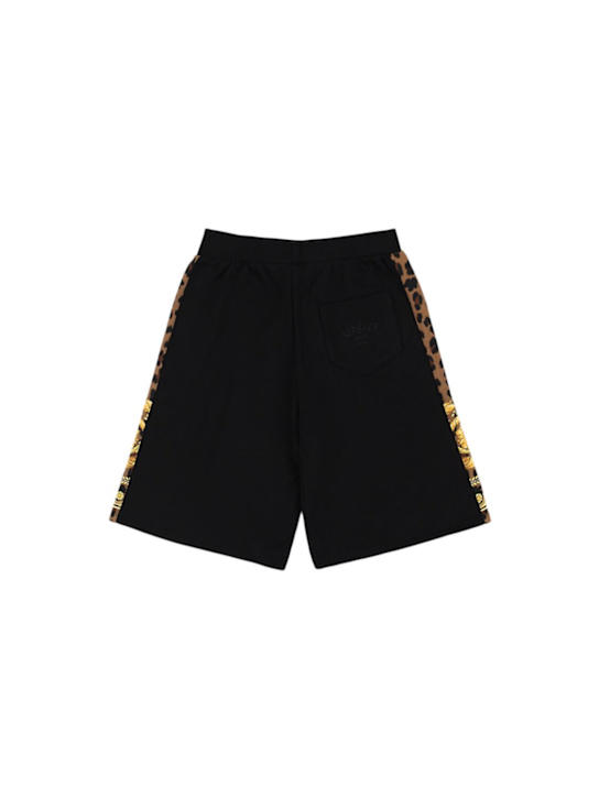 Versace: Barocco print cotton sweat shorts - kids-boys_1 | Luisa Via Roma