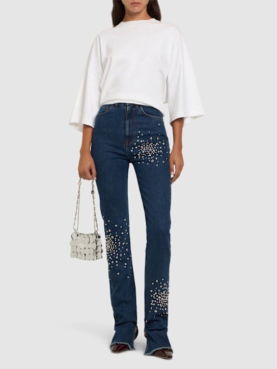 Des Phemmes: Embellished high rise straight jeans - women_1 | Luisa Via Roma