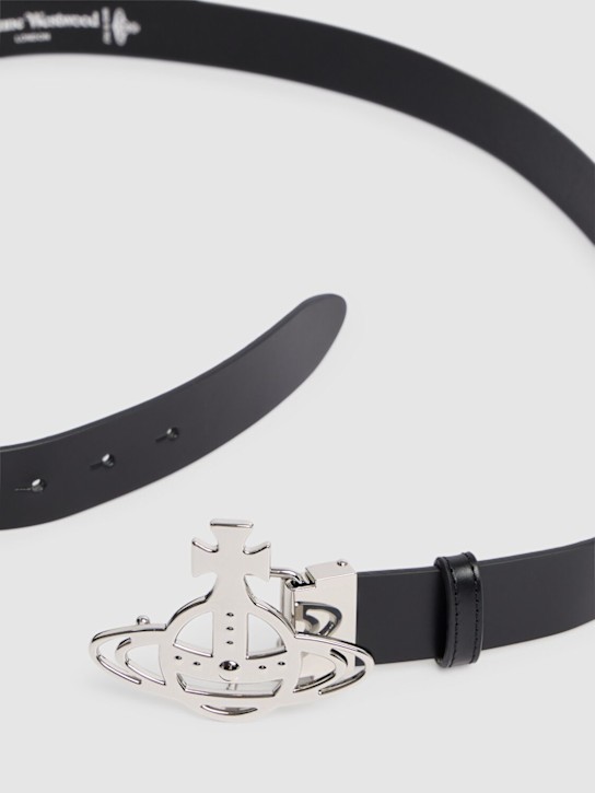 Vivienne Westwood: Line Orb logo leather belt - Black - men_1 | Luisa Via Roma