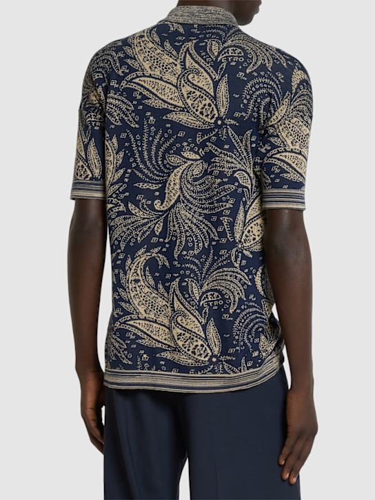 Etro: Knitted cotton polo - Multicolor - men_2 | Luisa Via Roma
