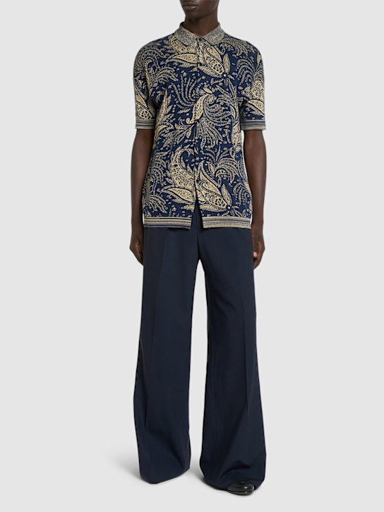 Etro: Knitted cotton polo - Multicolor - men_1 | Luisa Via Roma
