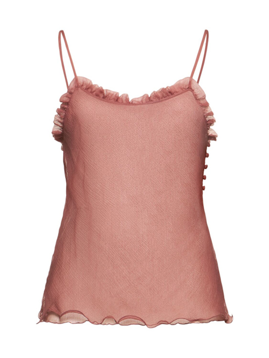 Chloé: Silk tulle top - Dark Pink - women_0 | Luisa Via Roma