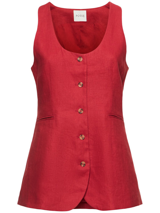 POSSE: Ruben square neck linen vest - women_0 | Luisa Via Roma