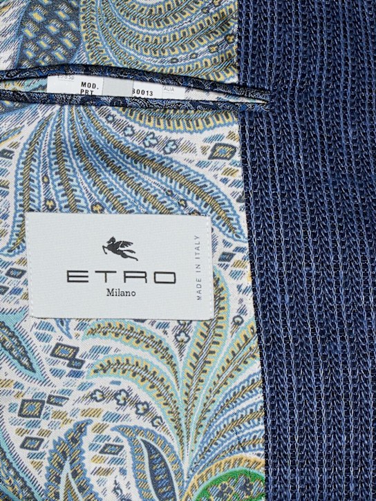 Etro: Roma viscose & linen jersey blazer - Blue - men_6 | Luisa Via Roma