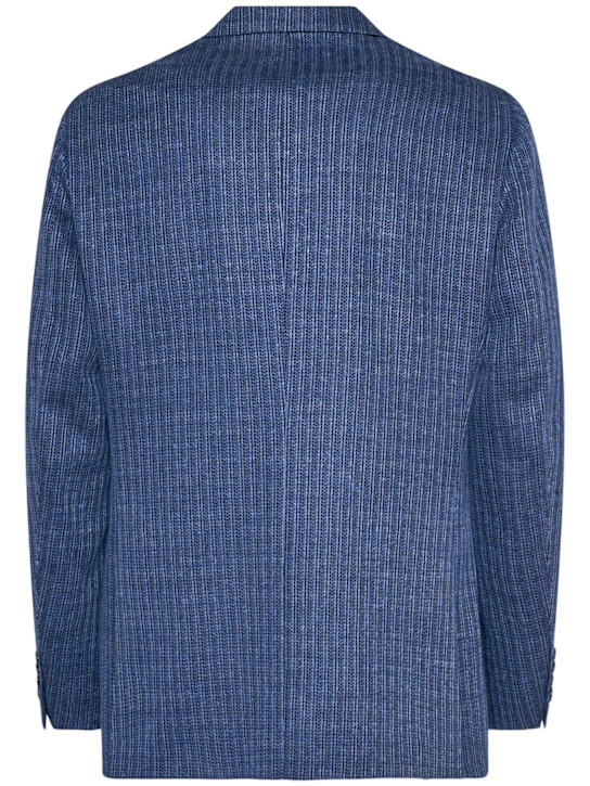 Etro: Roma viscose & linen jersey blazer - Blue - men_4 | Luisa Via Roma