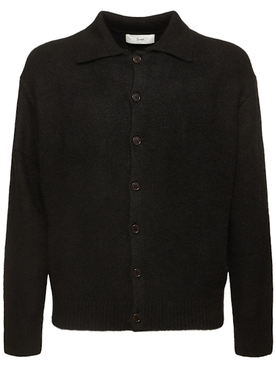 Dunst: Unisex polo knit cardigan - Black - men_0 | Luisa Via Roma