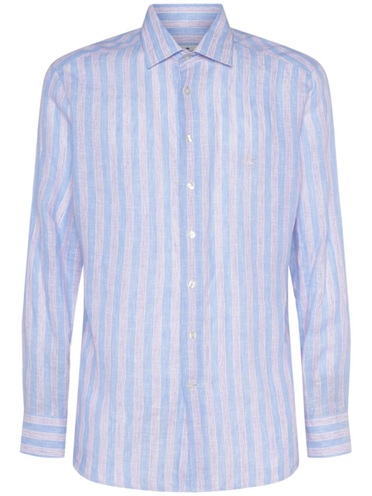 Etro: Striped linen shirt - men_0 | Luisa Via Roma