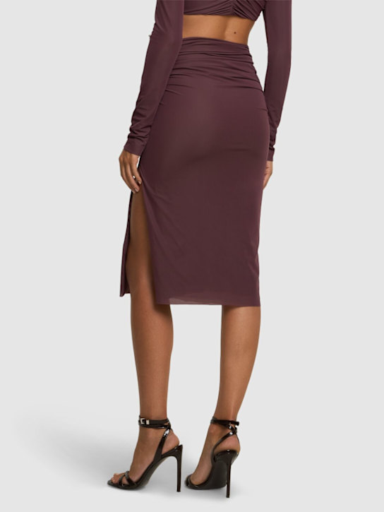 Christopher Esber: Gonna midi Venus in jersey trasparente - Marrone - women_2 | Luisa Via Roma