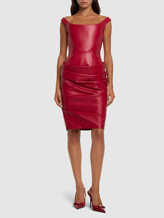 Versace: Leather mini dress - women_1 | Luisa Via Roma
