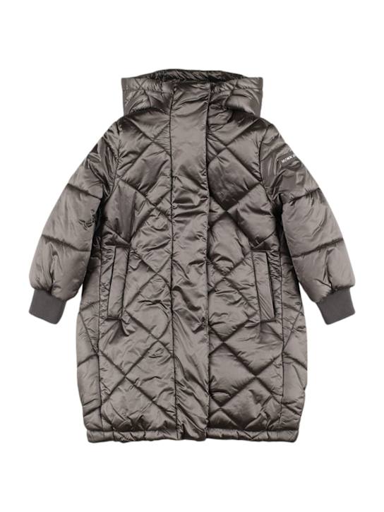 Monnalisa: Piumino in poliestere con cappuccio - Grigio - kids-girls_0 | Luisa Via Roma