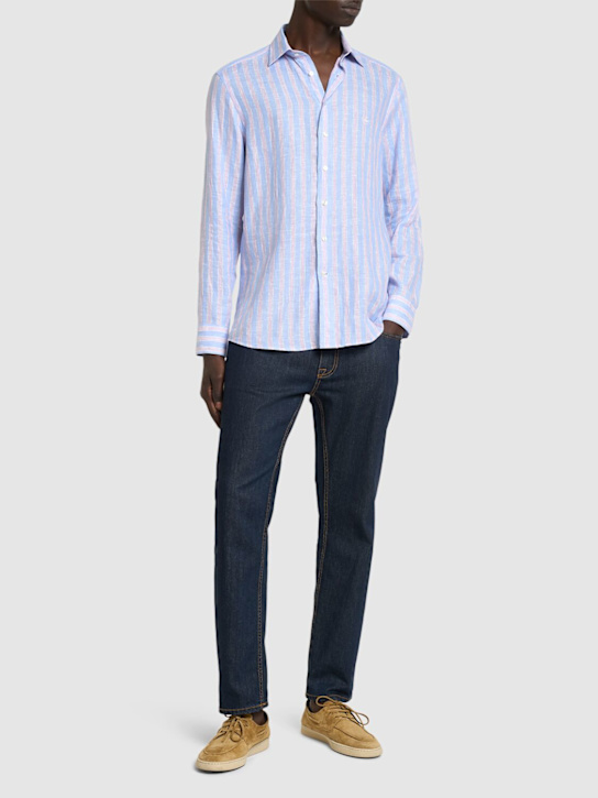 Etro: Striped linen shirt - men_1 | Luisa Via Roma