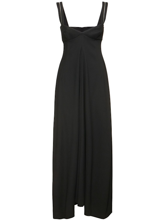 Carven: Vestito lungo in crepe di misto lana - Nero - women_0 | Luisa Via Roma