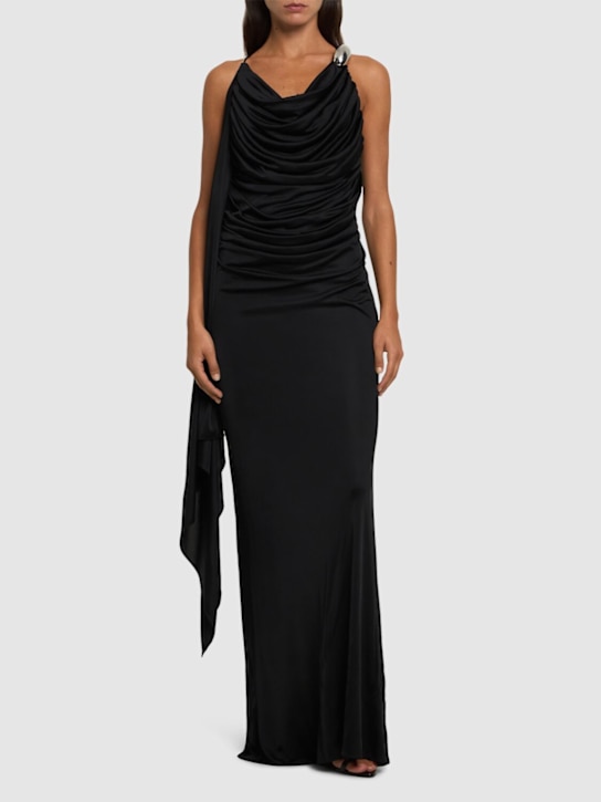 Giuseppe Di Morabito: Crisscross draped viscose maxi dress - women_1 | Luisa Via Roma