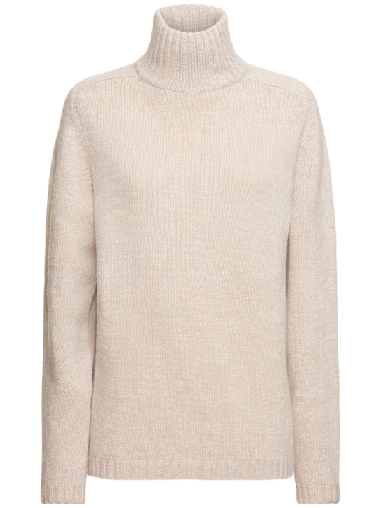 Carven: Suéter de lana con cuello vuelto - Beige - women_0 | Luisa Via Roma