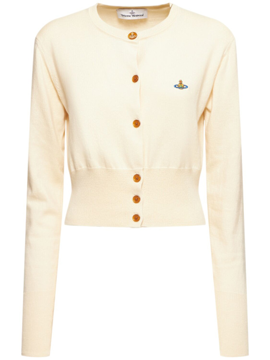 Vivienne Westwood: Bea logo cotton & cashmere crop cardigan - women_0 | Luisa Via Roma