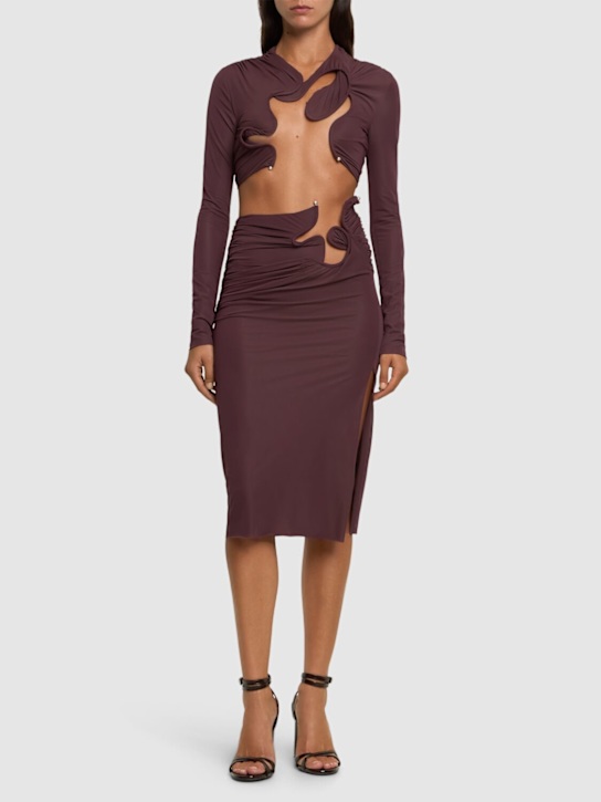 Christopher Esber: Venus sheer jersey crop top - Brown - women_1 | Luisa Via Roma