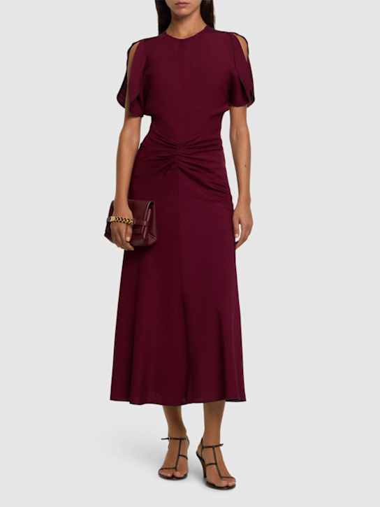 Victoria Beckham: Gathered-waist viscose midi dress - women_1 | Luisa Via Roma