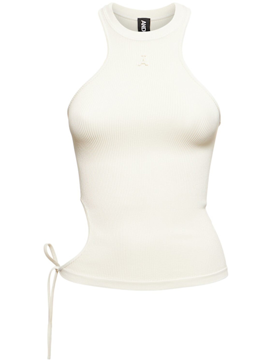Andreadamo: Tank top in jersey a costine con cutout - Avorio - women_0 | Luisa Via Roma