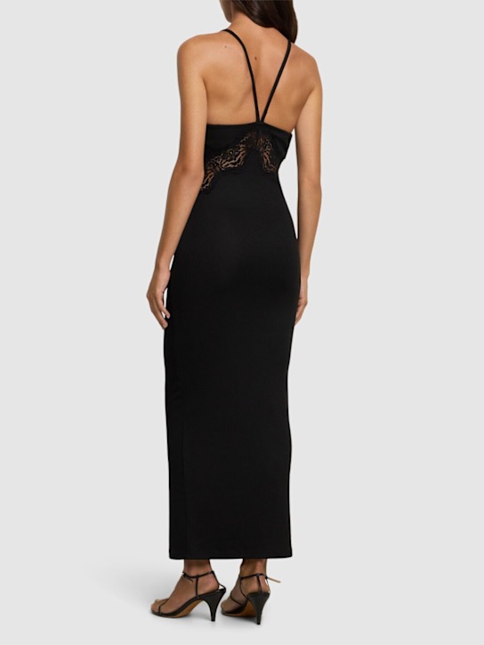 Christopher Esber: Ribbed tech long dress w/lace - Black - women_2 | Luisa Via Roma
