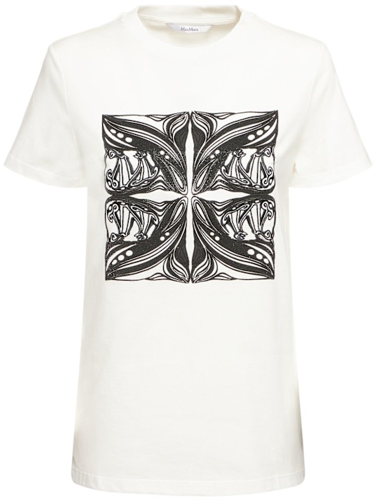 Max Mara: Farad printed cotton jersey t-shirt - women_0 | Luisa Via Roma
