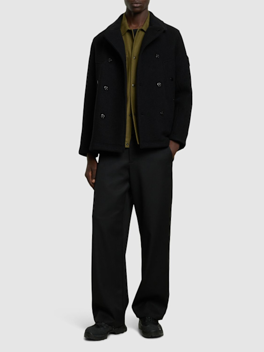 Stone Island: Ghost cashmere blend peacoat - Black - men_1 | Luisa Via Roma