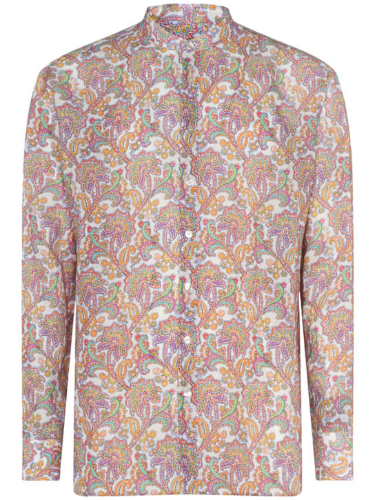 Etro: Guru printed linen shirt - men_0 | Luisa Via Roma