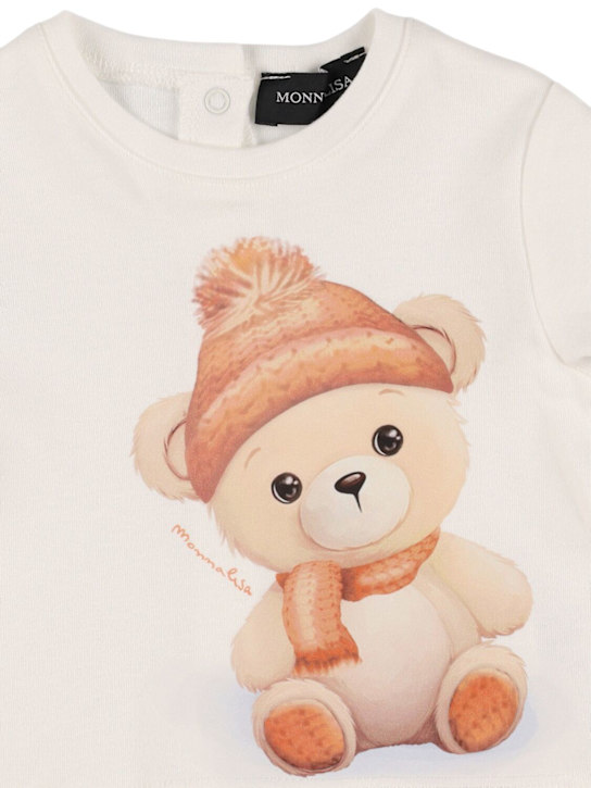 Monnalisa: Cotton jersey t-shirt & teddy gaiters - White/Beige - kids-boys_1 | Luisa Via Roma