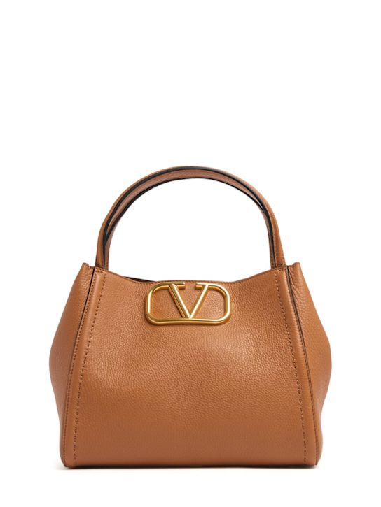 Valentino Garavani: Medium grained leather top handle bag - women_0 | Luisa Via Roma