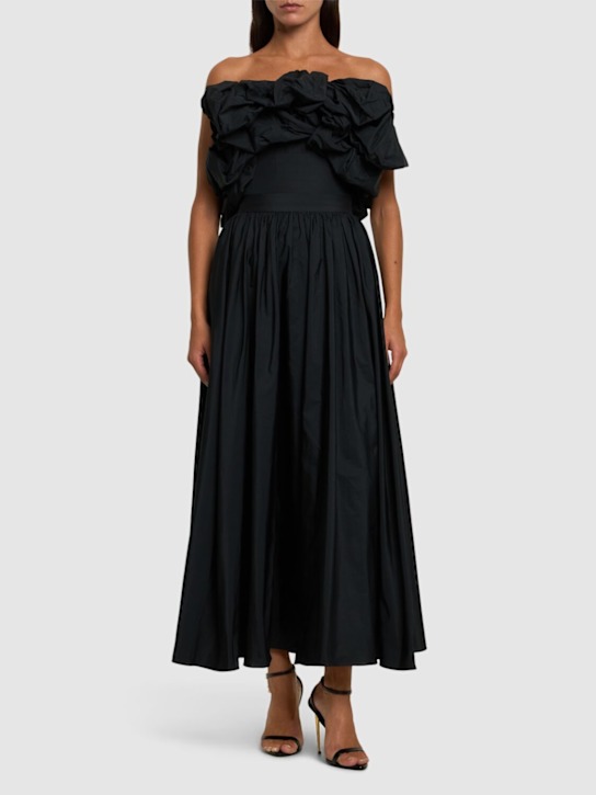 Elie Saab: Taffeta off-shoulder puff sleeve top - Black - women_1 | Luisa Via Roma