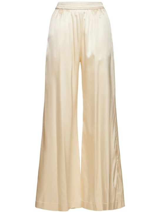 Ermanno Scervino: Silk blend elastic waist wide pants - women_0 | Luisa Via Roma