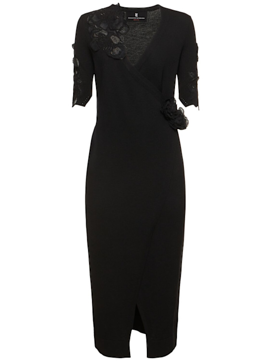 Ermanno Scervino: Vestito midi con scollo a V e inserti in pizzo - women_0 | Luisa Via Roma