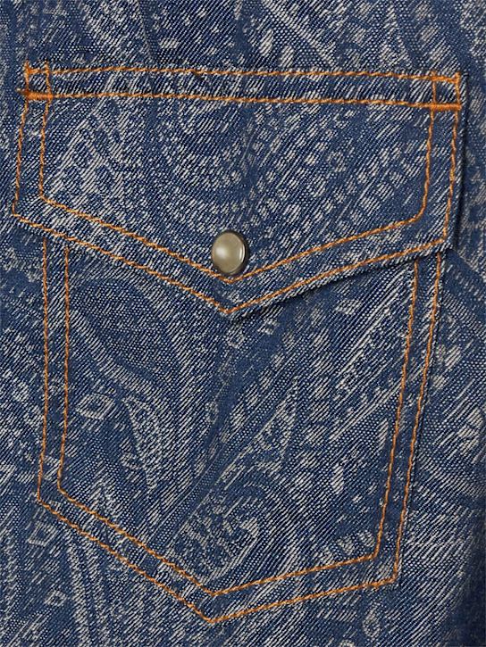 Etro: Paisley cotton & linen denim overshirt - Blue - men_4 | Luisa Via Roma