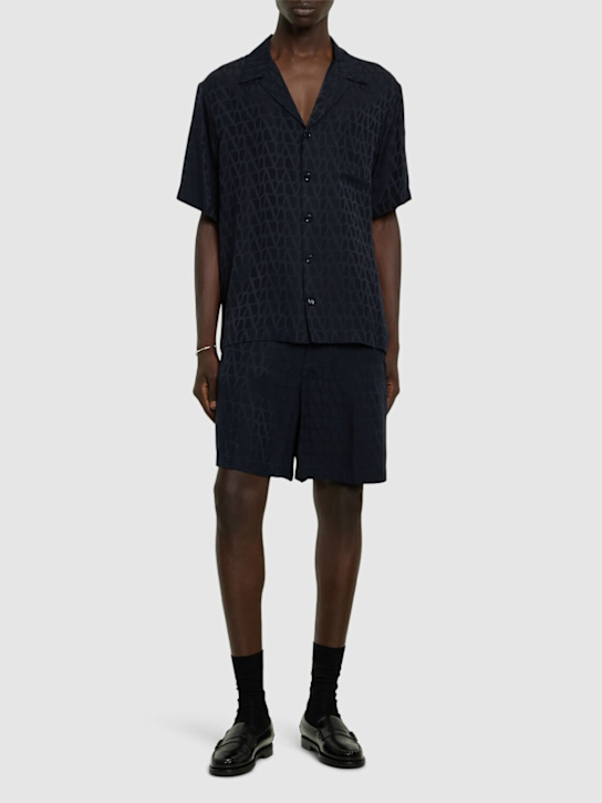 Valentino: Monogram logo silk shirt - men_1 | Luisa Via Roma