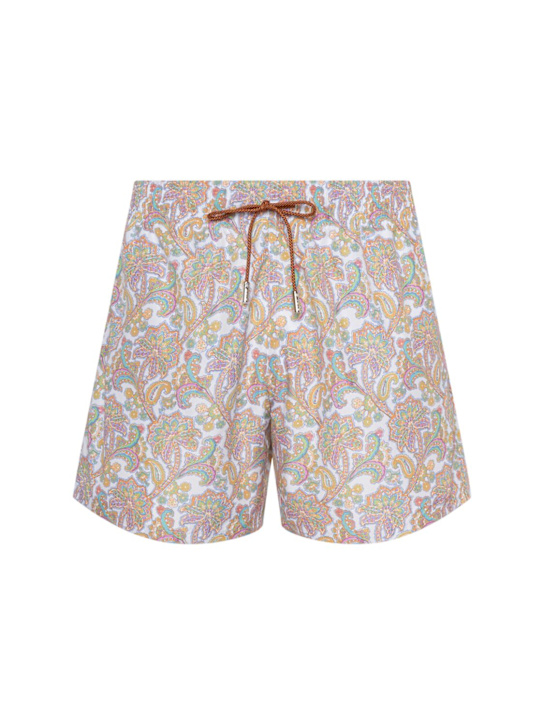 Etro: Printed swim shorts - White Base - men_0 | Luisa Via Roma