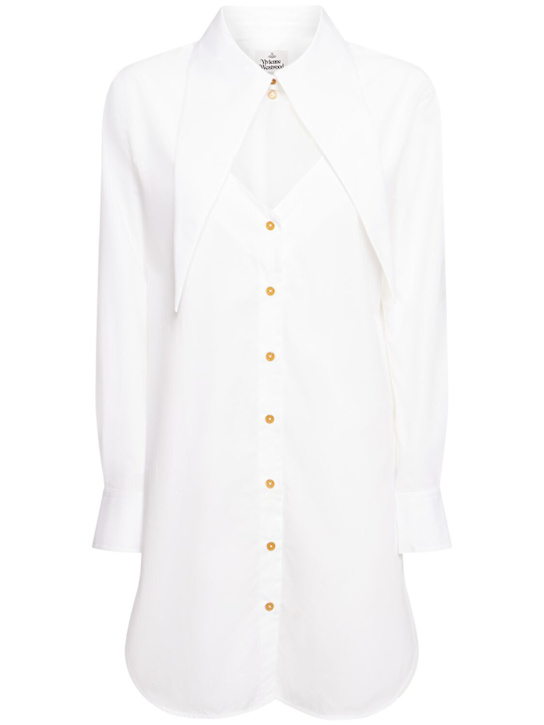 Vivienne Westwood: Heart cut out poplin mini shirt dress - women_0 | Luisa Via Roma