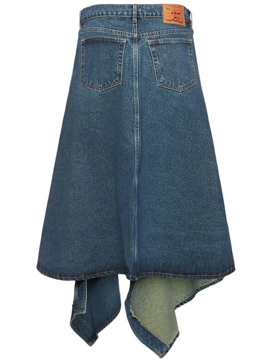 Y/PROJECT: Asymmetric high rise denim midi skirt - women_4 | Luisa Via Roma