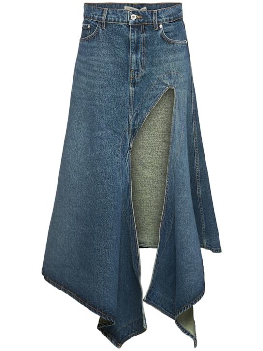 Y/PROJECT: Asymmetric high rise denim midi skirt - women_0 | Luisa Via Roma